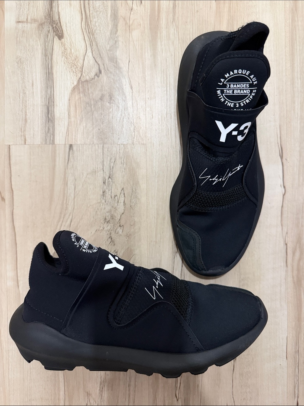 Y-3 Unisex Black Slip-On Signature Logo Sneakers
